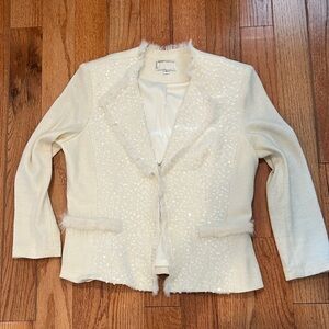Alberto Makali Cream Blazer with Sequin Accents